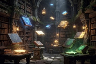Storyteller realm with glowing candy scrolls and lollipops