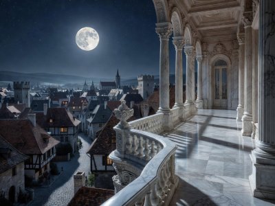 Candy castle balcony overlooking the sweet kingdom