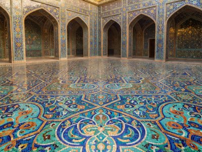 Candy courtyard with intricate gumdrop mosaic tilework
